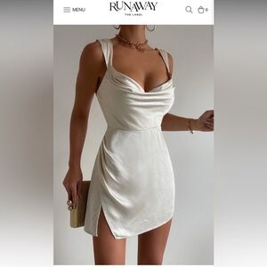 Runaway The Label Cream Satin Mini Dress